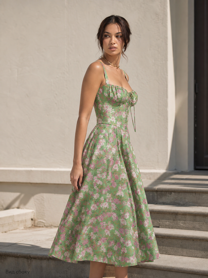Women's dress with thin straps and floral print