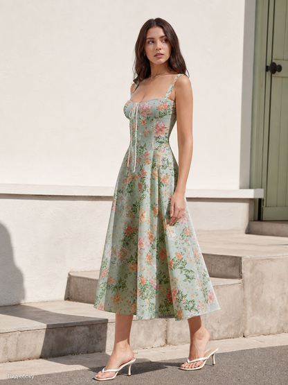 Women's Square-Neck Floral Print Dress