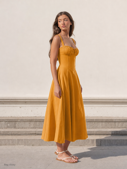 Women's summer spaghetti-strap dress with a fitted bodice