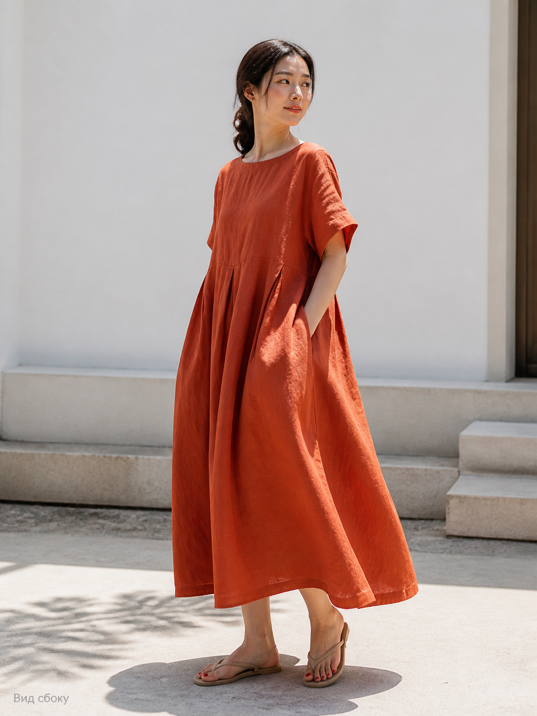 Women’s orange-red loose-fit dress