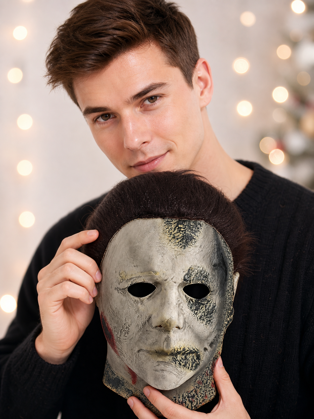 Red Face Mask with a Realistic Scary Face