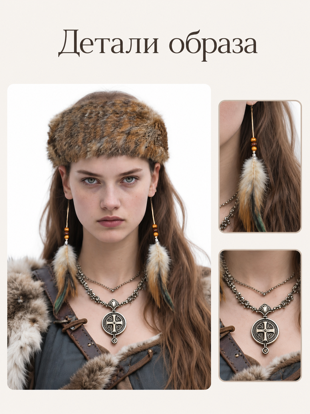 Brown Textured Plush Viking Hat