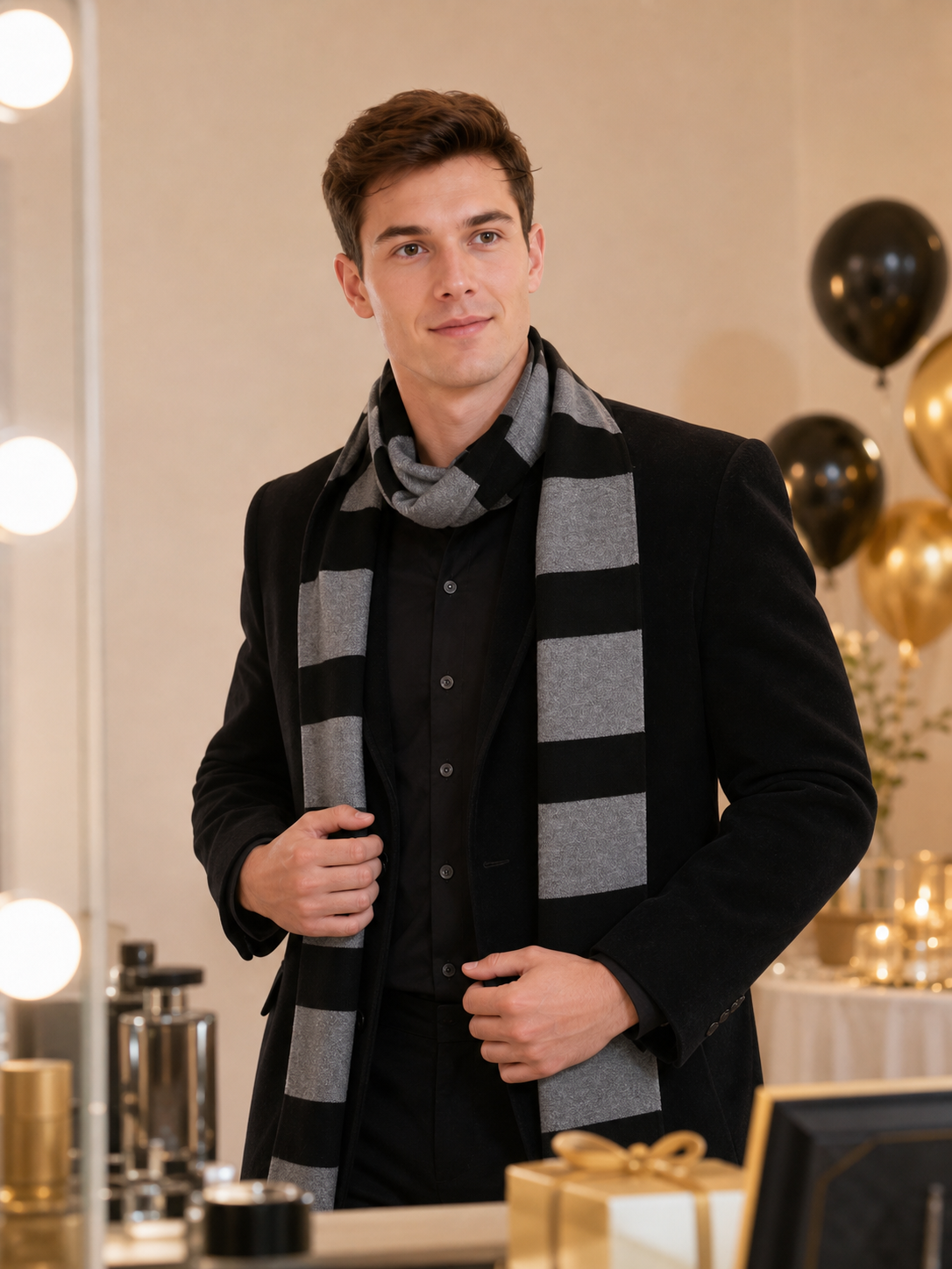 Despicable Me Long Black-and-Gray Striped Scarf