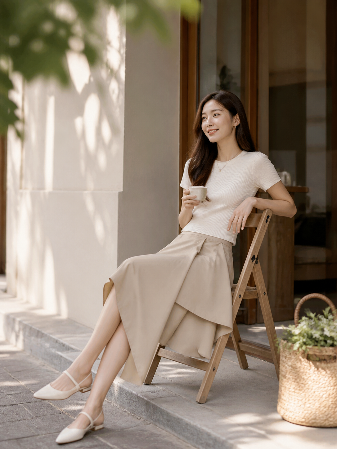 Women's Asymmetrical A-Line Skirt with a High Waist