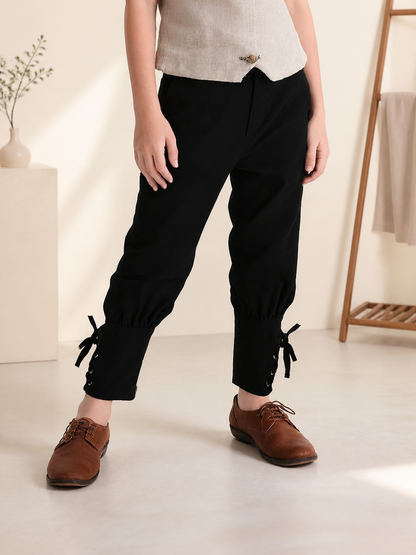 Black kids' jogger pants with ties