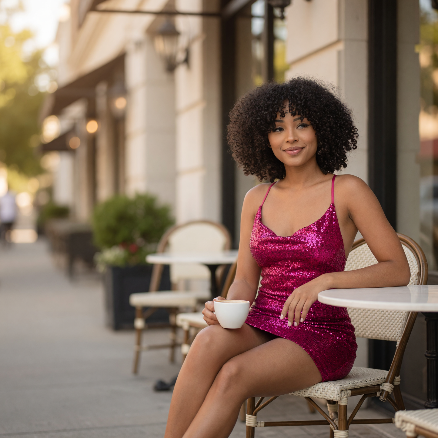 Women's Short Sequin Dress with Spaghetti Straps