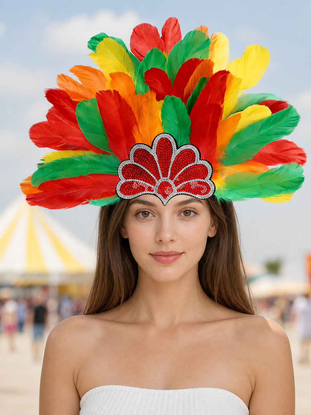 Multicolored Carnival Feather Headpiece