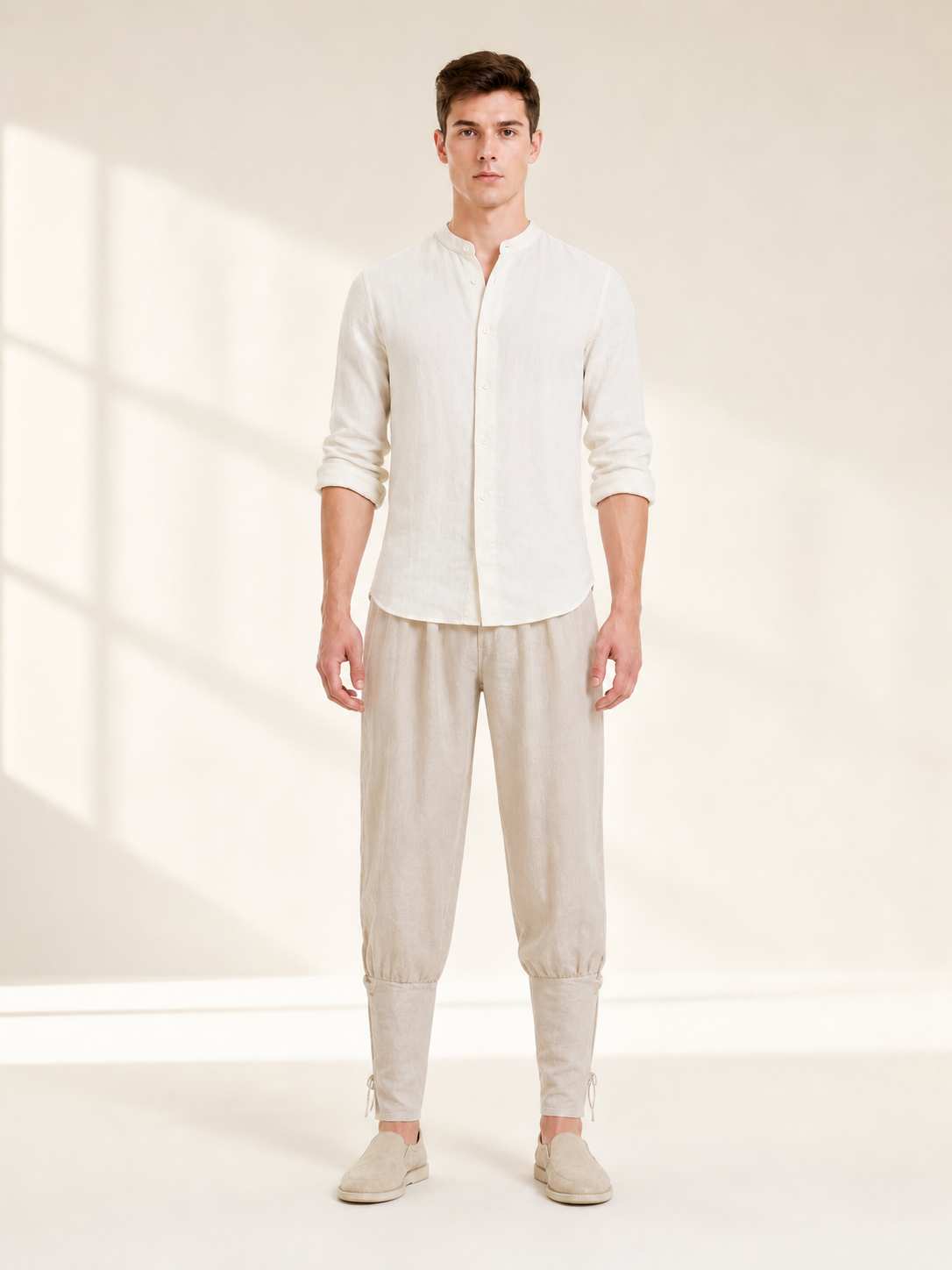 Men's loose-fit vampire pants with an elastic waistband