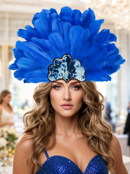 Carnival Headpiece with Blue Feathers