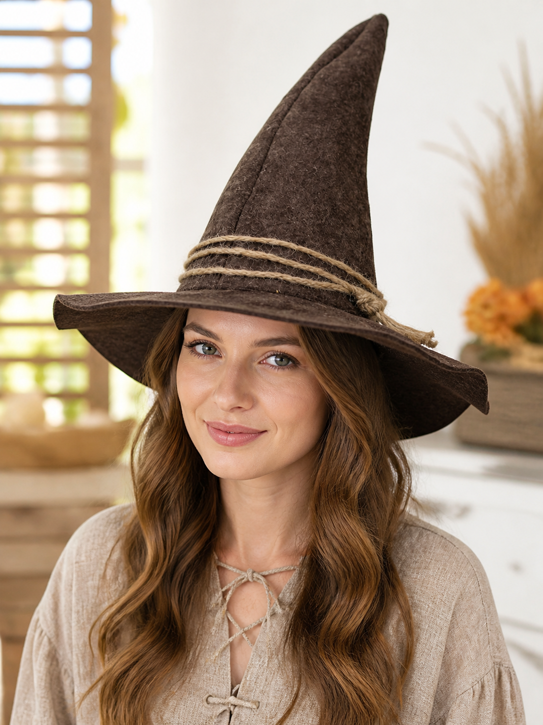 Wide-Brim Scarecrow Carnival Hat