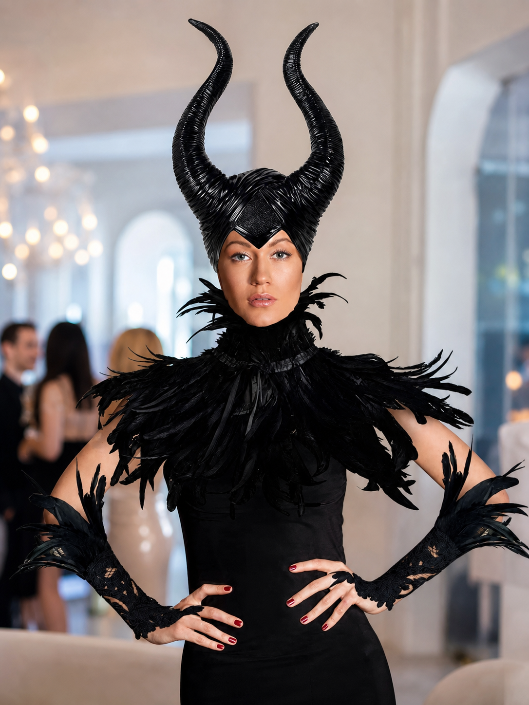 Carnival Headpiece with Black Horns lifestyle view