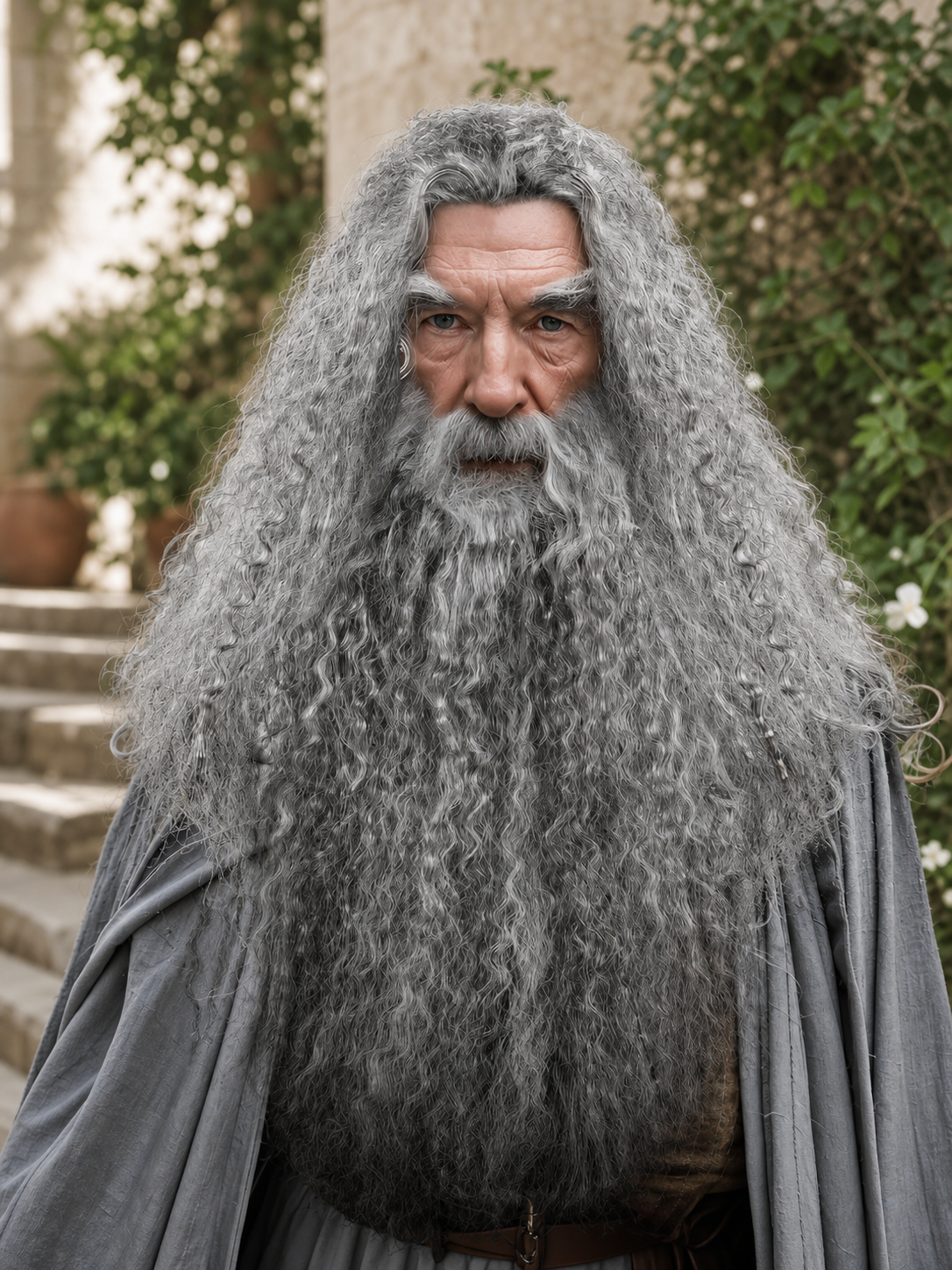 Carnival Wig with Beard for a Wizard Costume