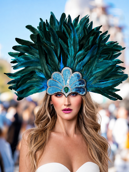 Carnival Feather and Sequin Headpiece