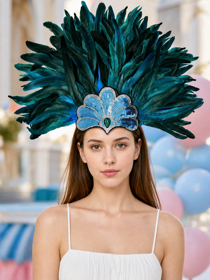 Carnival Feather and Sequin Headpiece