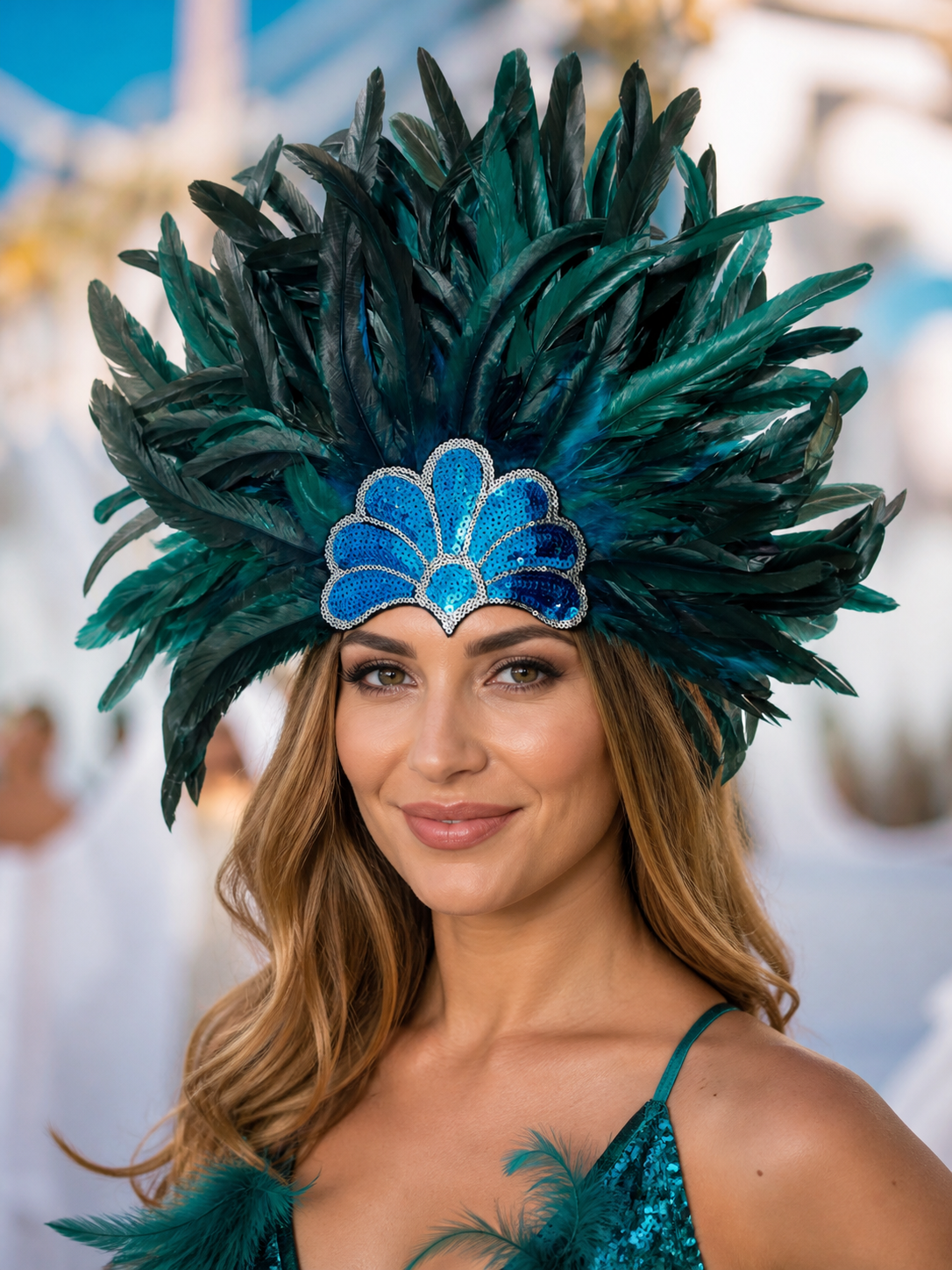 Carnival Headpiece with Blue Feathers