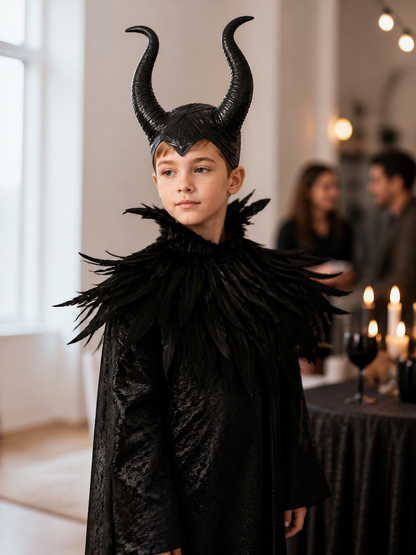 Halloween Carnival Headpiece with Horns and Feathers lifestyle view