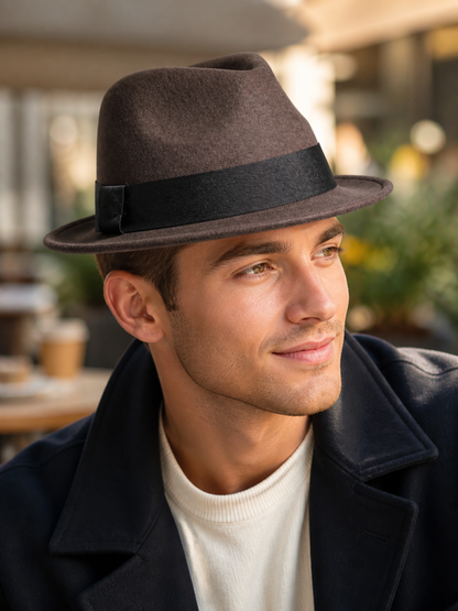 Brown Carnival Fedora with Black Ribbon