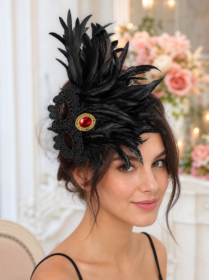 Carnival Headpiece with Black Feathers