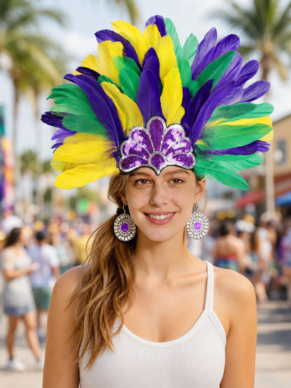 Carnival Feather and Sequin Headpiece