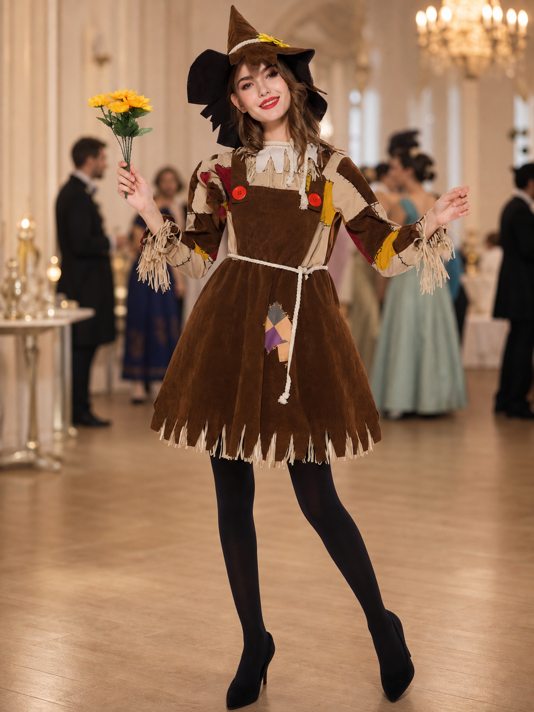 Witch Costume with Pointed Hat and Fringe