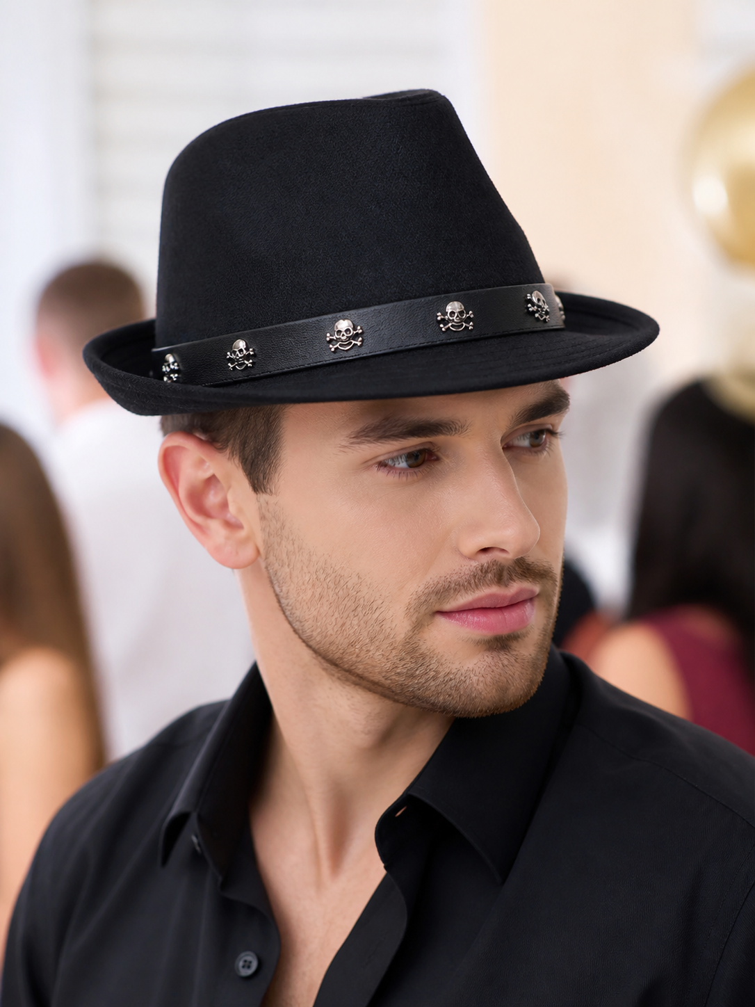 Carnival Hat with Skulls and Wide Brims