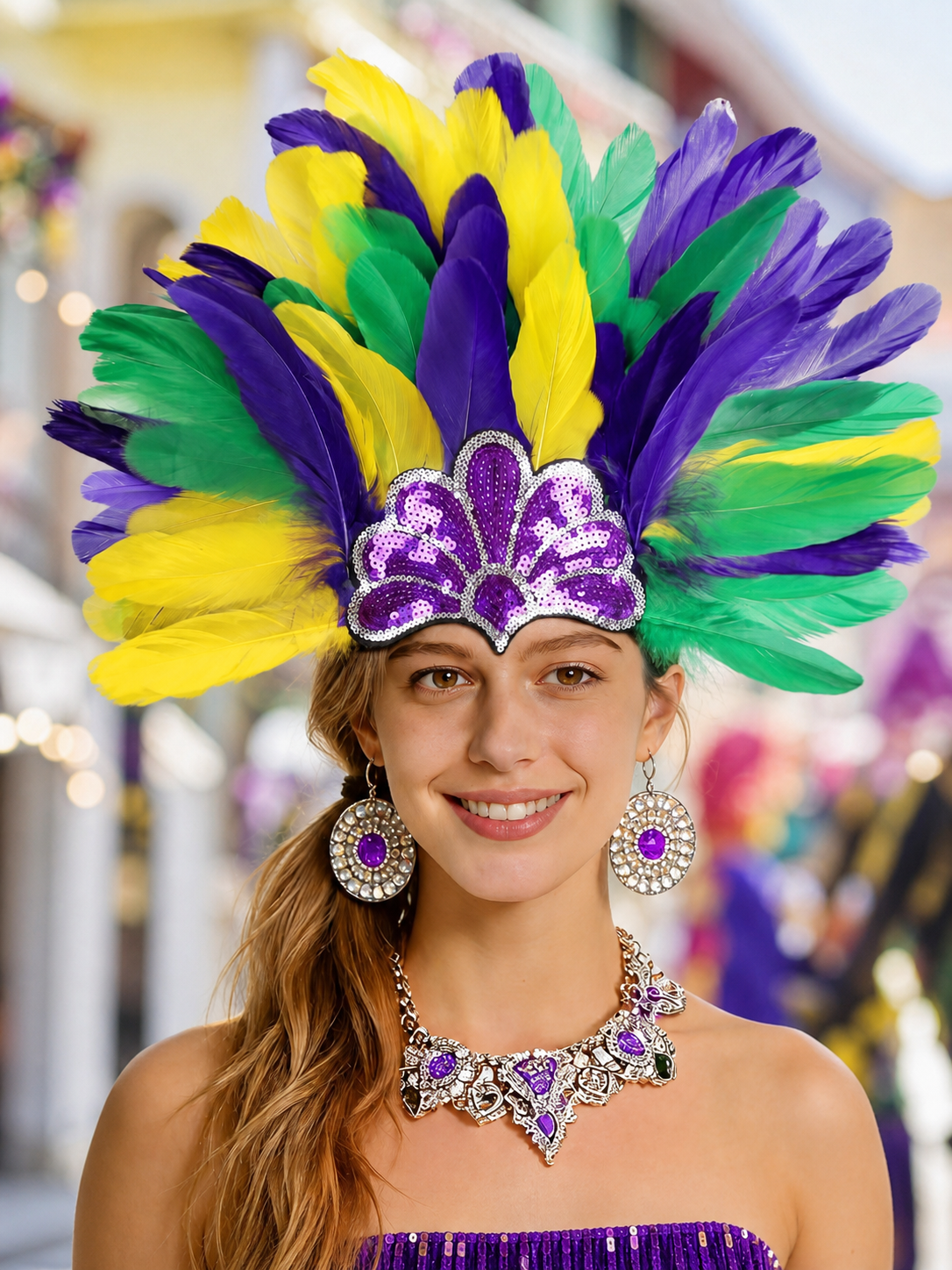 Carnival Feather and Sequin Headpiece