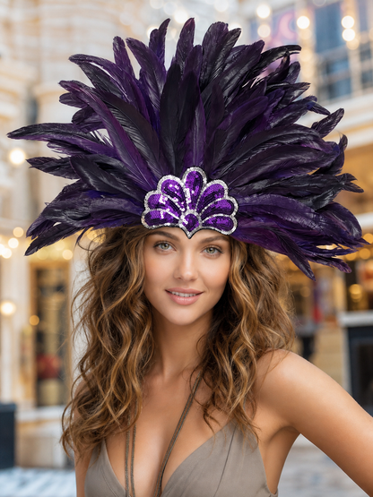 Carnival headpiece with feathers and sequins