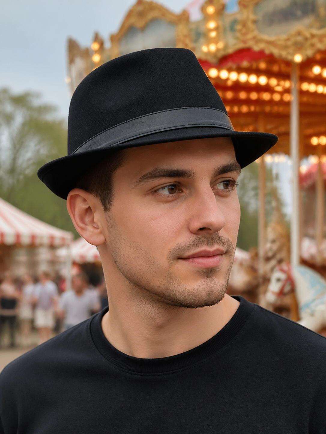 Carnival Fedora Hat with a Black Ribbon
