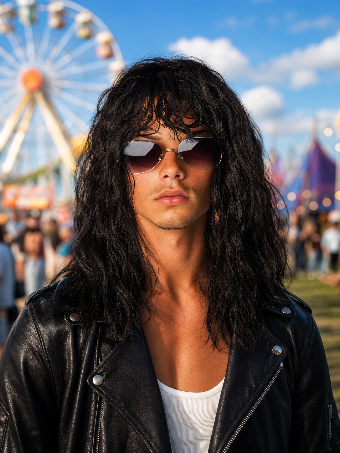 Long Black Punk Wig for Cosplay