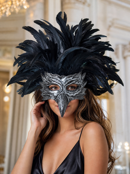Carnival Eagle Mask with Black Feathers