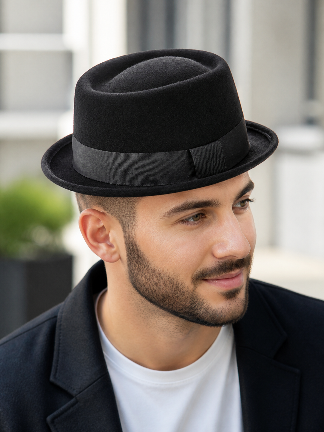 Black Carnival Fedora Hat with Ribbon