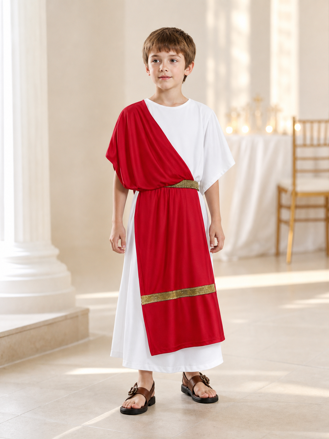 Ancient Greek Costume with Red and Gold Ribbons lifestyle view 6