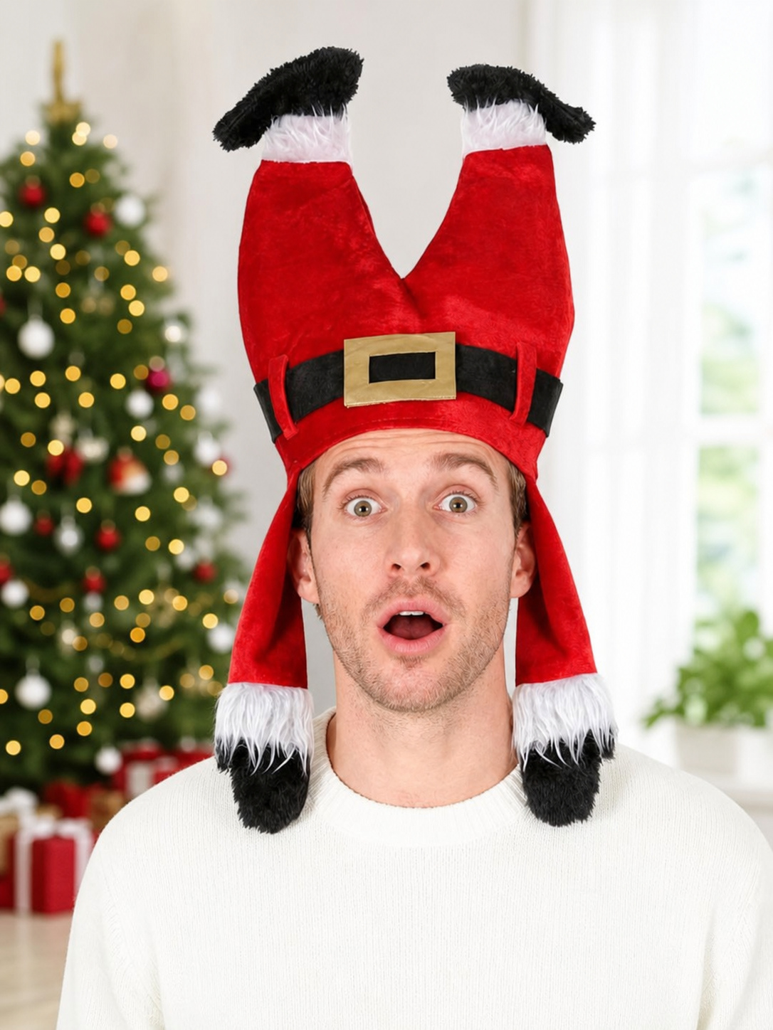 Christmas carnival hat with fluffy trim