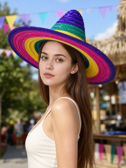 Purple Wide-Brim Carnival Hat