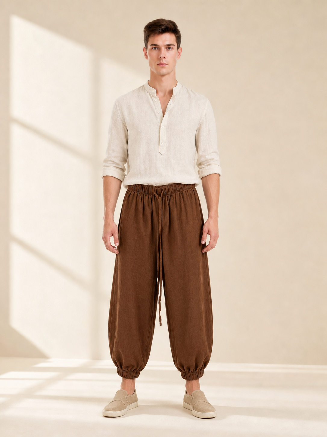 Men's brown cropped jogger pants