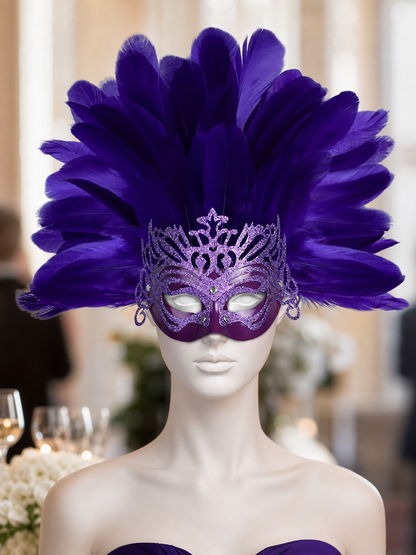 Carnival Mask with Purple Feathers