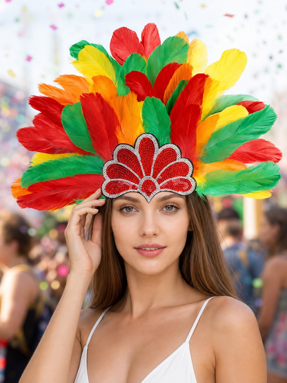 Multicolored Carnival Feather Headpiece
