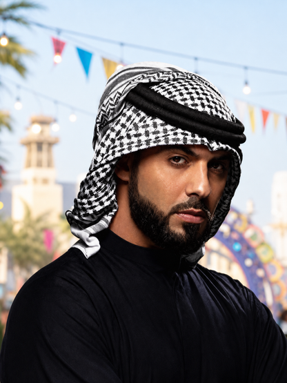Carnival Headwear in Plaid and Arabic Style