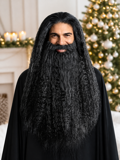 Black Wizard Wig and Beard for Halloween