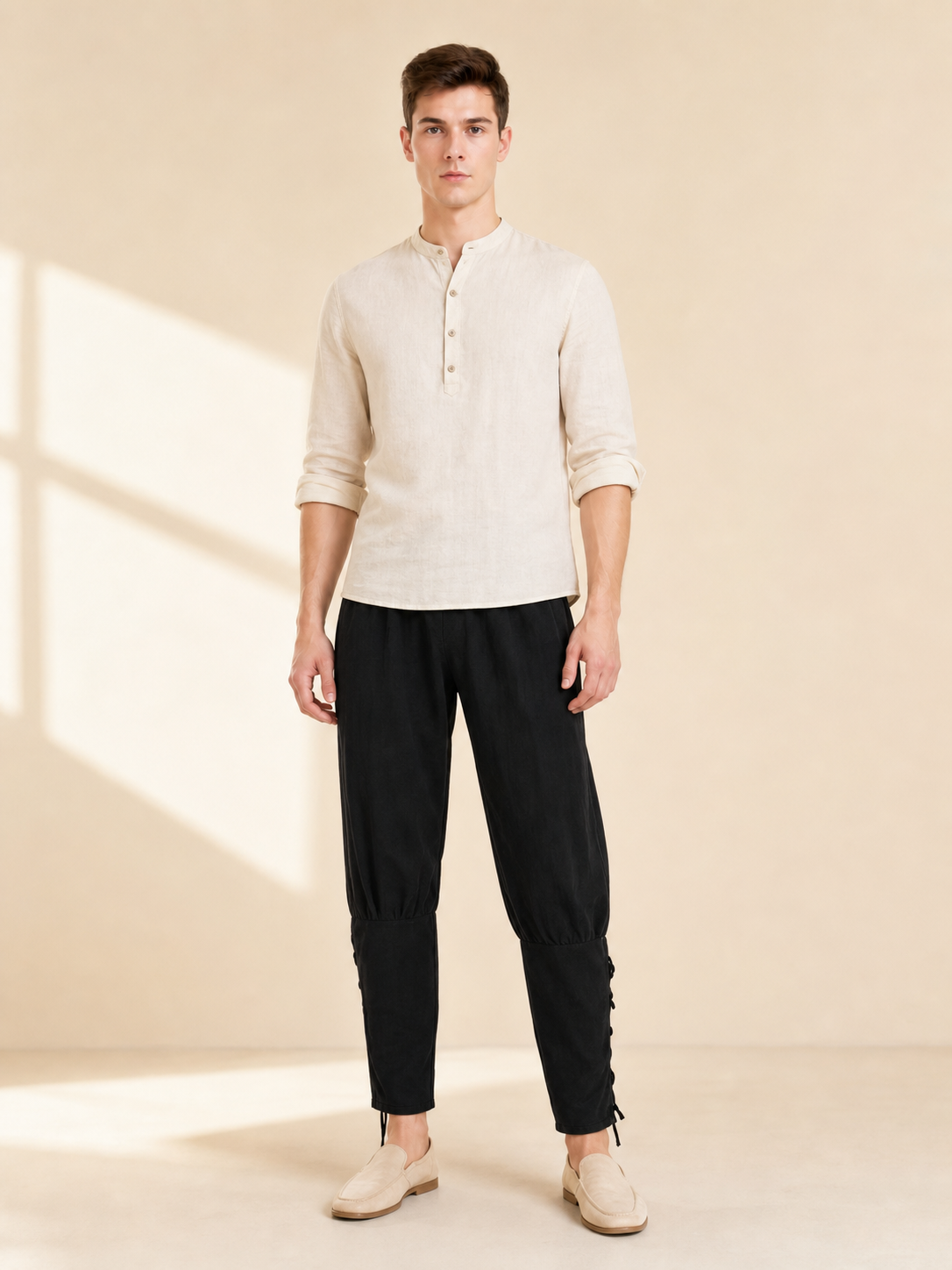 Men’s jogger pants with cuffs and drawstring
