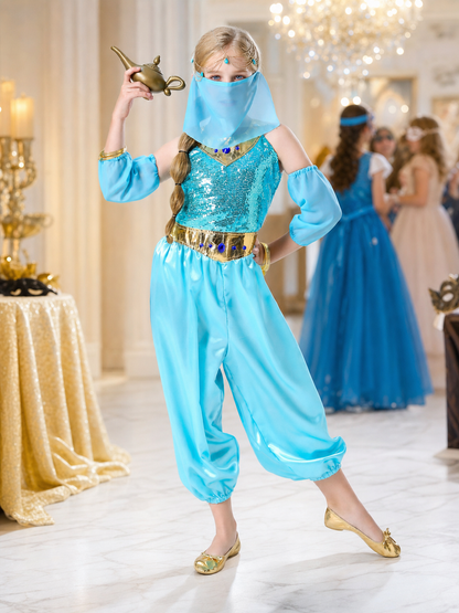 Carnival Princess Costume with Veil and Sequins
