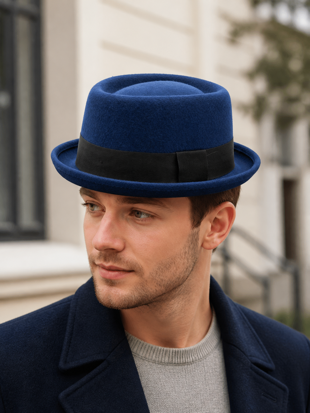 Blue Fedora Hat with Ribbon for Carnival