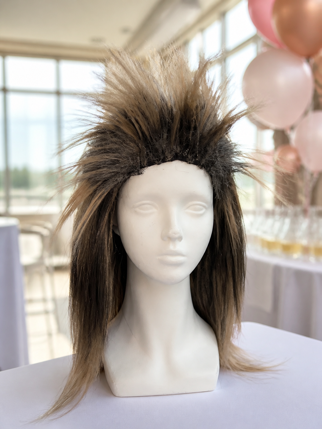 Black and blonde spiked mohawk wig product view 51