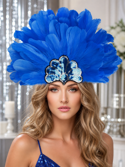 Carnival Headpiece with Blue Feathers