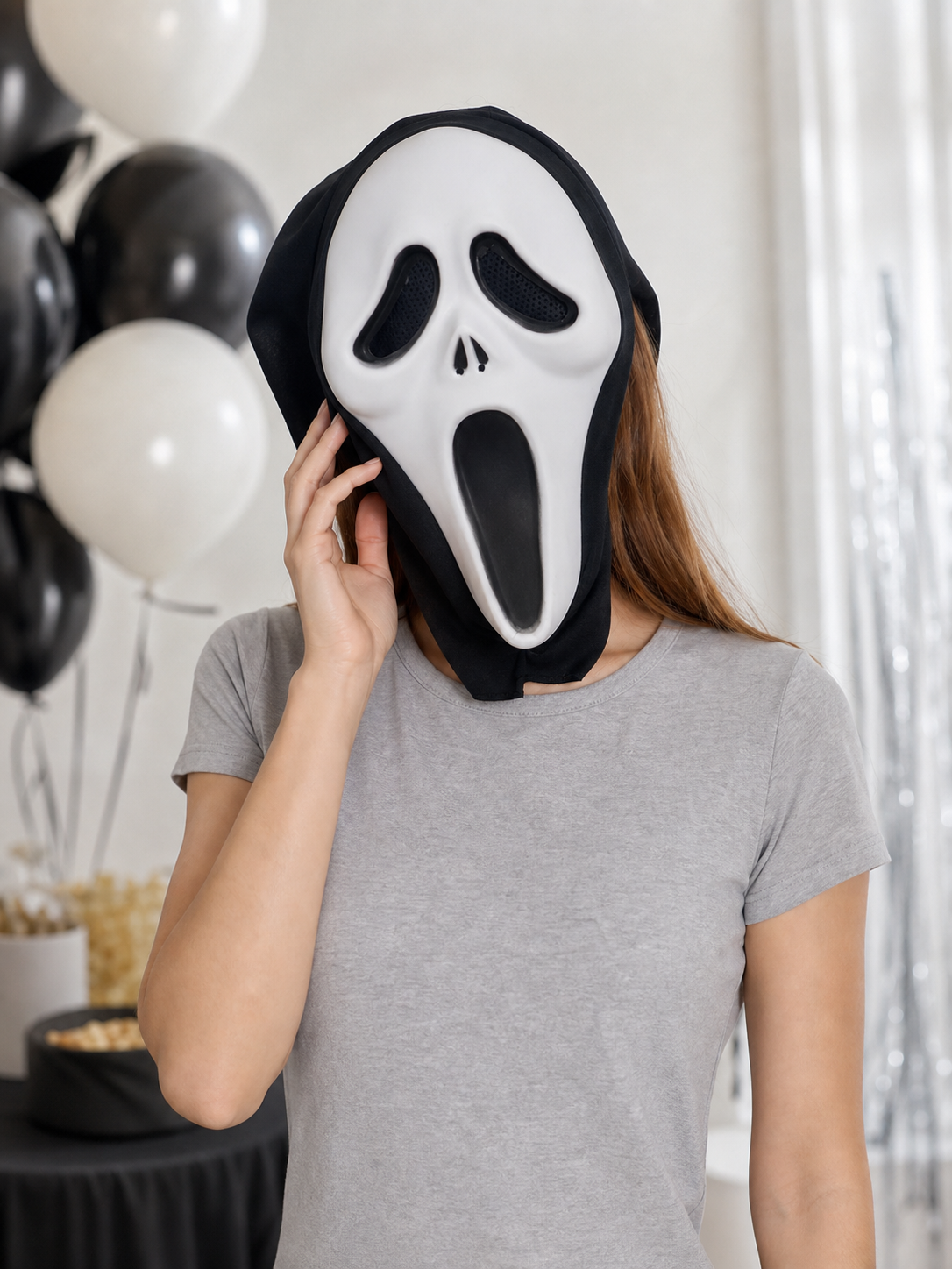 Halloween Masquerade Mask with Black Mesh lifestyle view 2