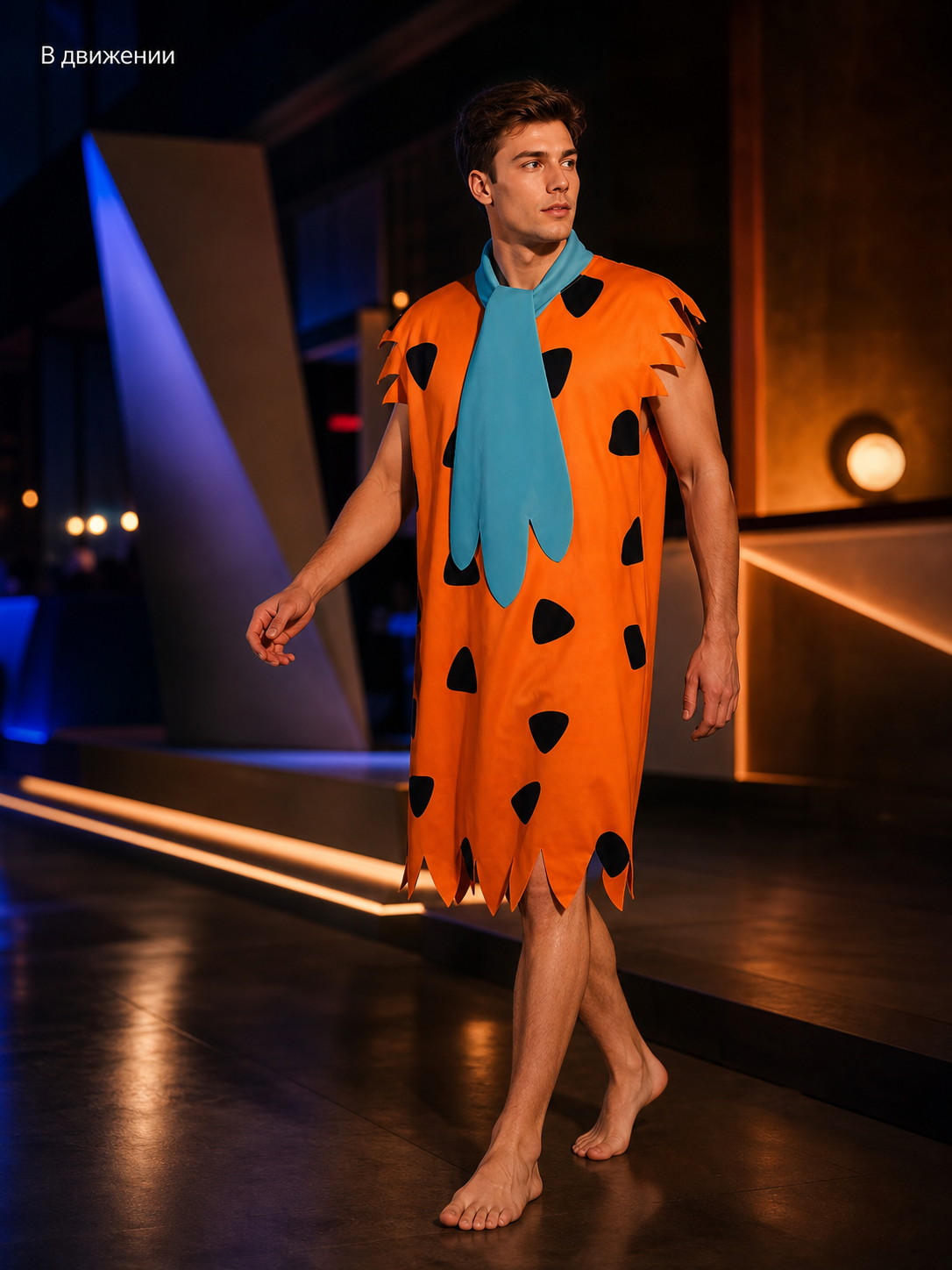 Orange Dress with Black Spots and Blue Accessory lifestyle view 4
