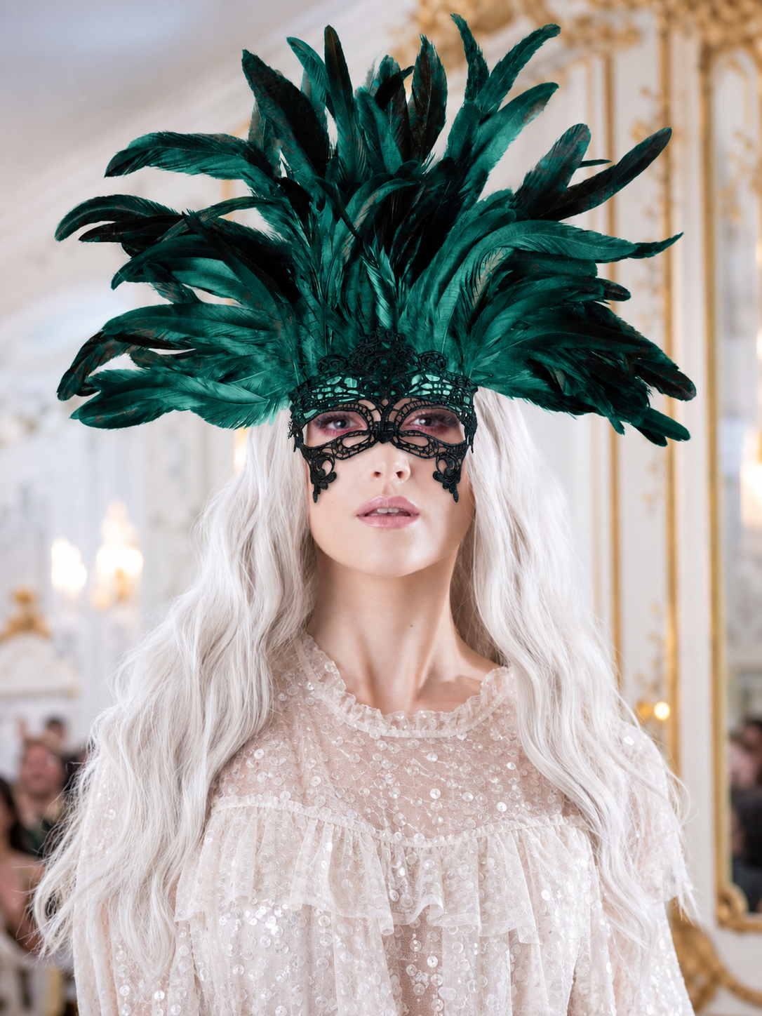 Carnival Feather and Mask Headpiece