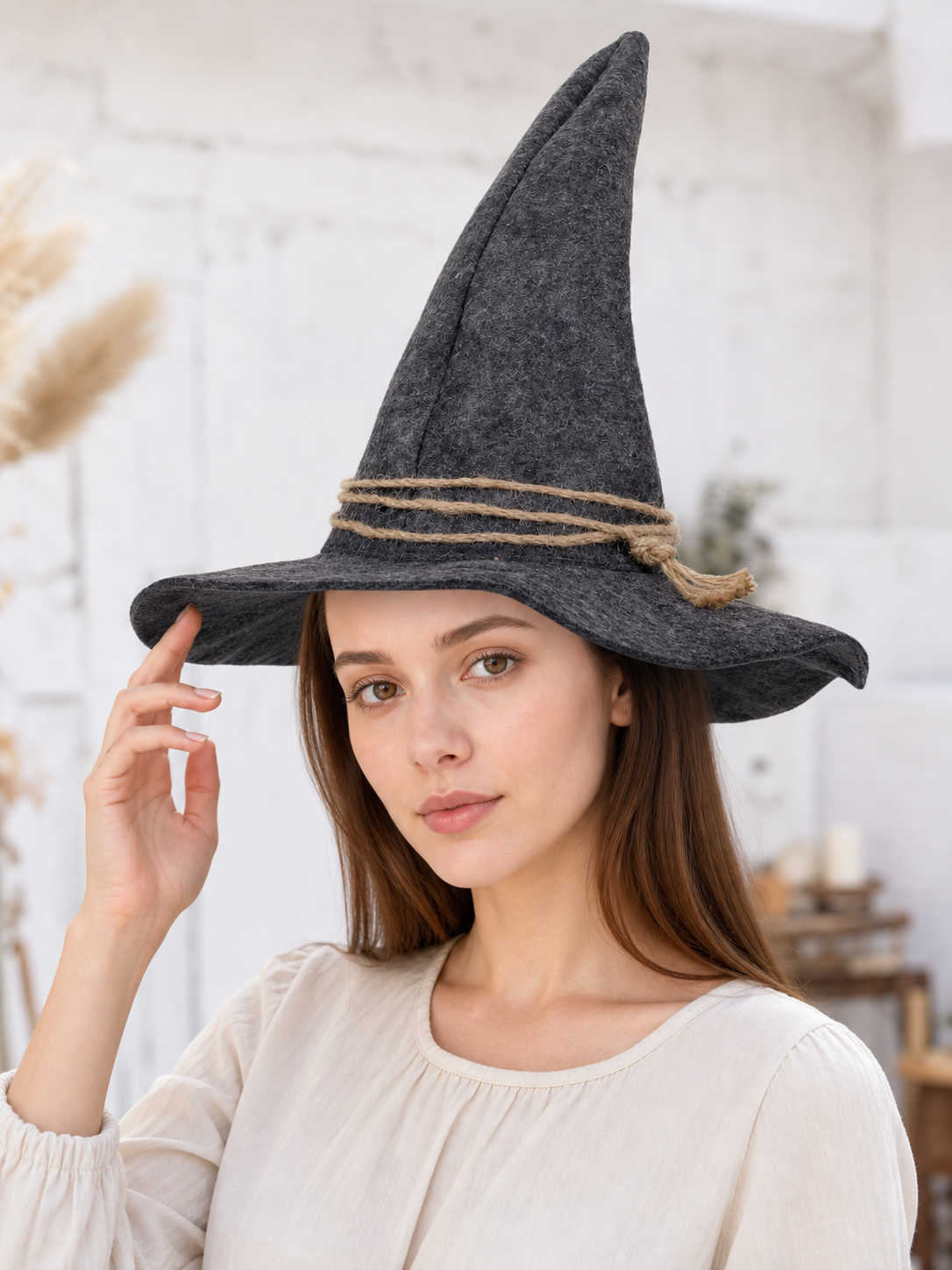 Witch Carnival Hat with Rope Decoration