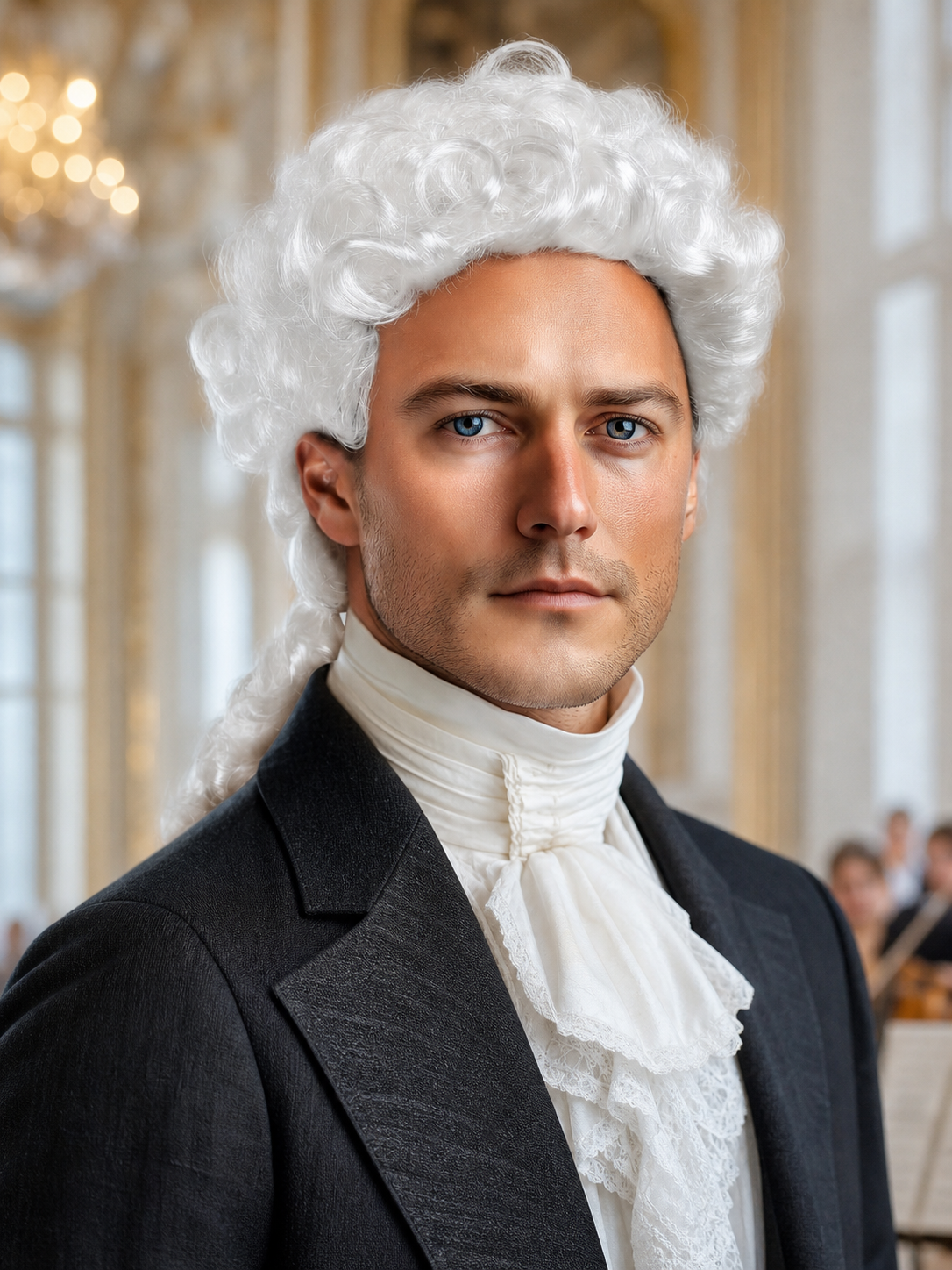White Curly Lawyer Wig for Masquerade