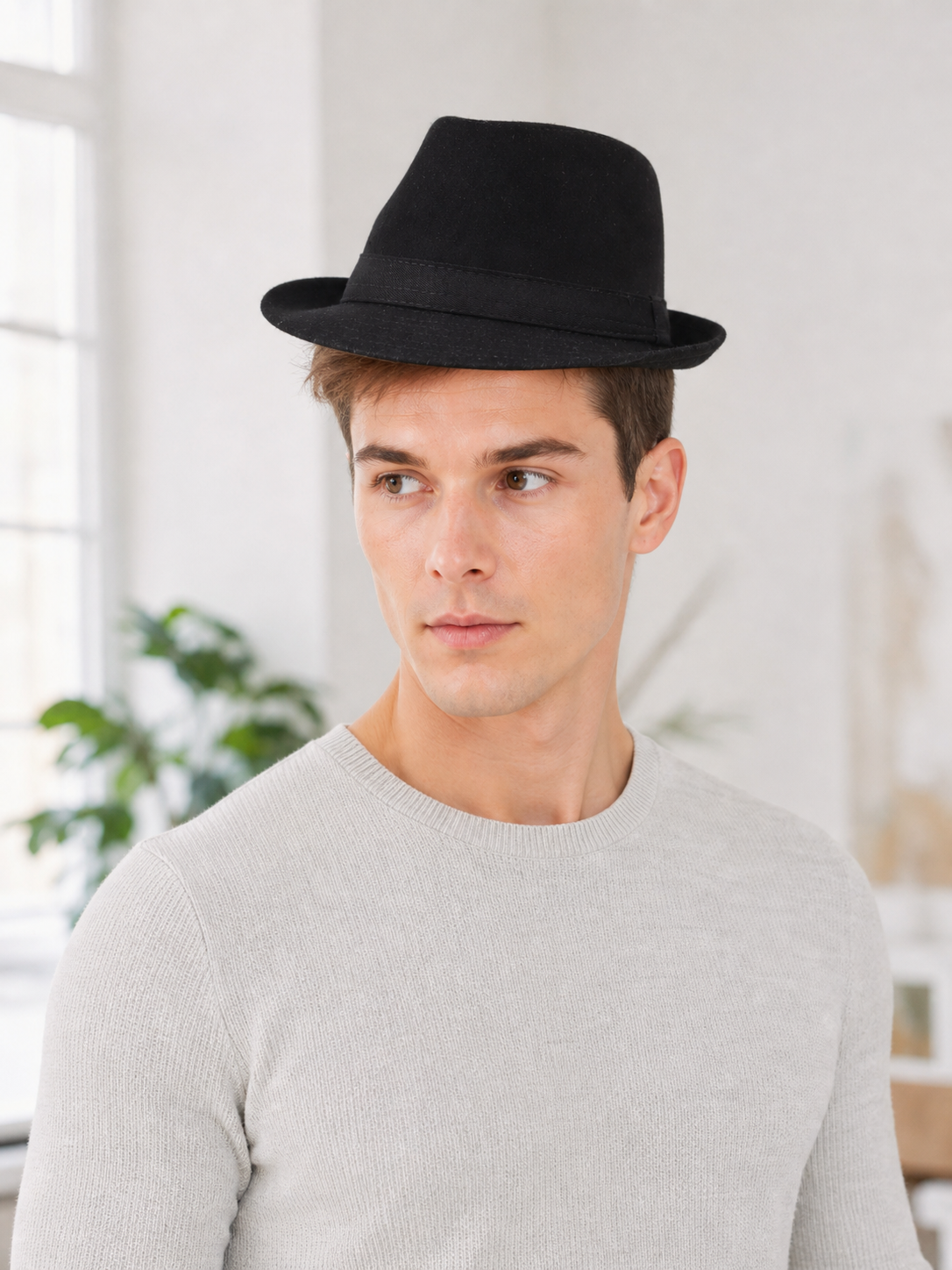 Carnival Fedora Hat with Ribbon and Wide Brim